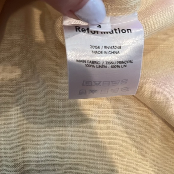 Reformation Roarke Linen Sweetheart-neck Dress in Parmesan yellow | size 4 - Picture 7 of 12